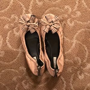 Tan Flats with Zipper and Bow